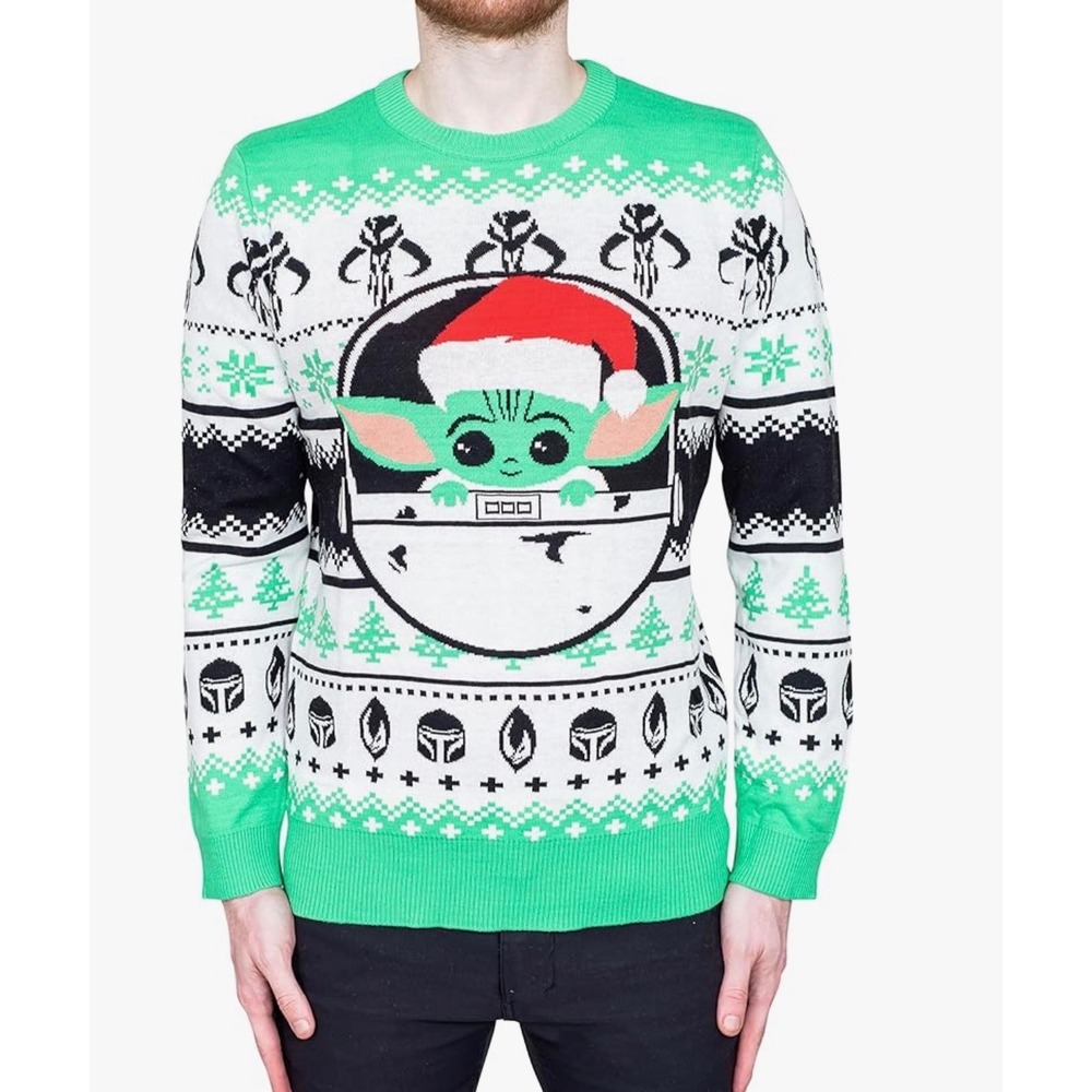 Star Wars Mandalorian Grogu Baby Yoda Ugly Christmas‎ Sweater Mens Size Large
